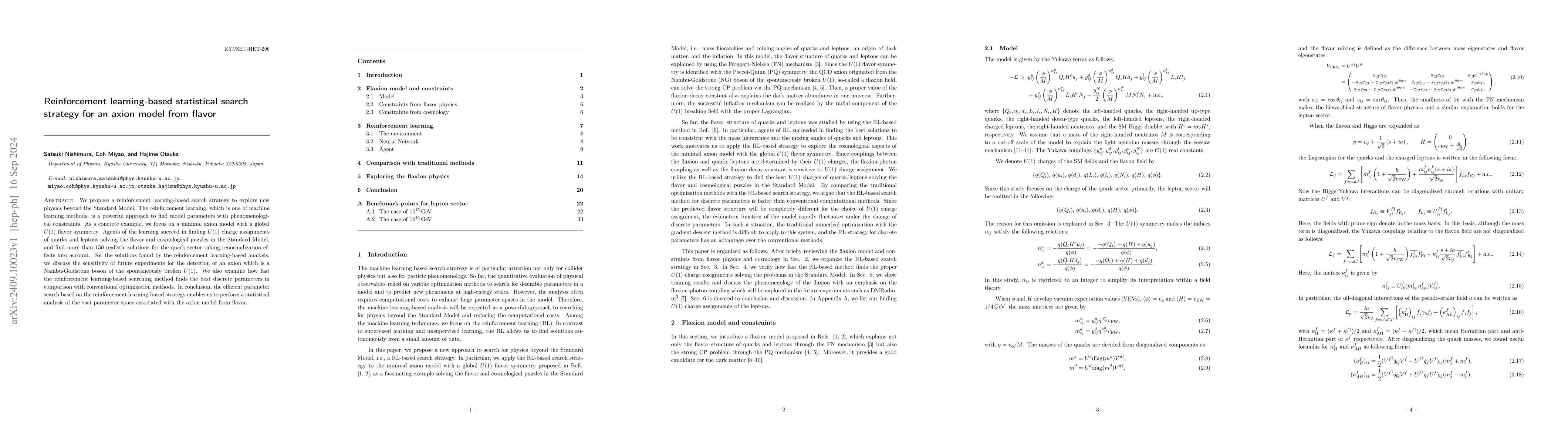 Thumbnail for Reinforcement learning-based statistical search strategy for an axion
  model from flavor