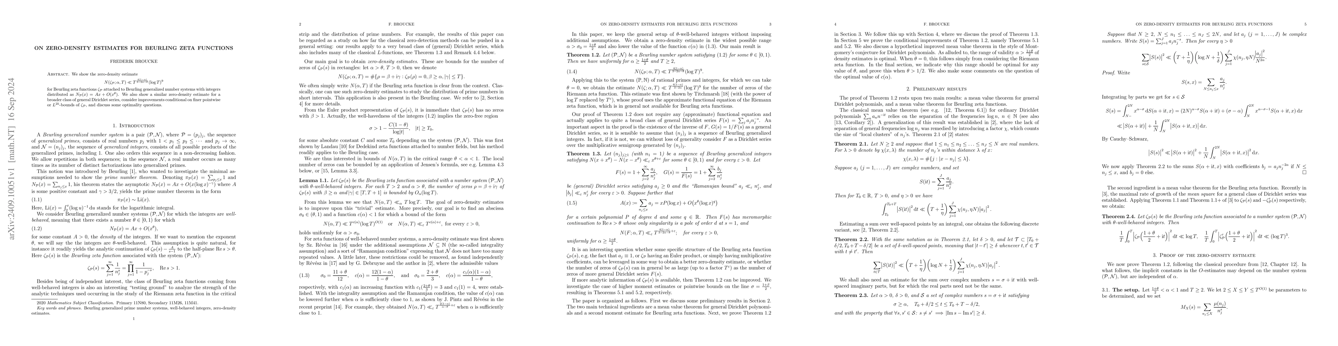 Thumbnail for On zero-density estimates for Beurling zeta functions