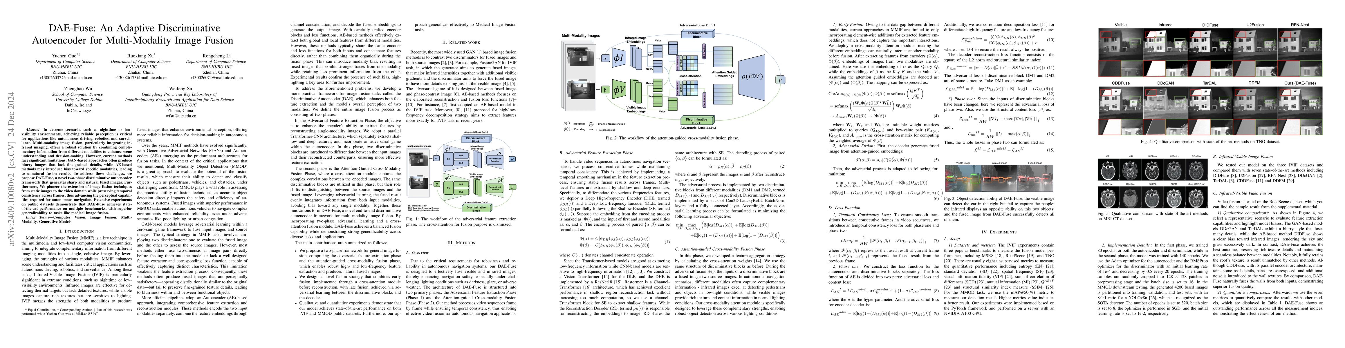 Thumbnail for DAE-Fuse: An Adaptive Discriminative Autoencoder for Multi-Modality
  Image Fusion