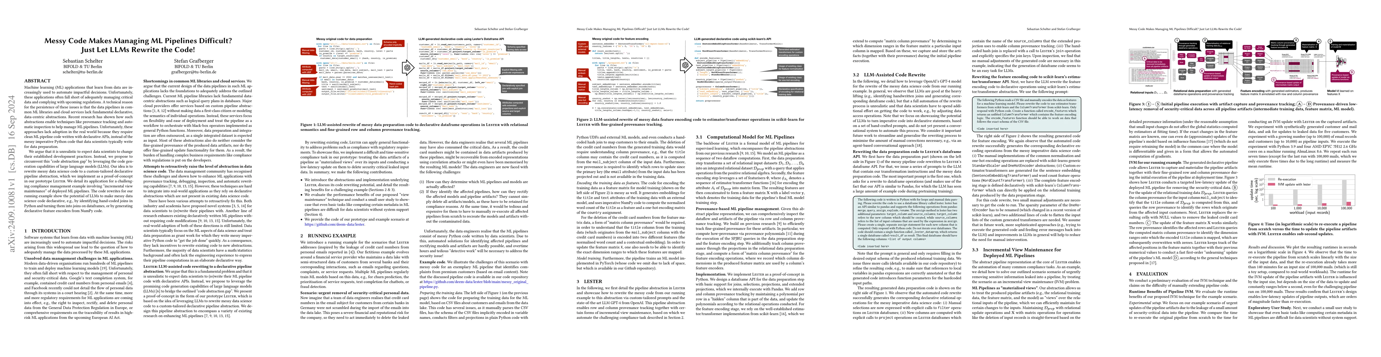 Thumbnail for Messy Code Makes Managing ML Pipelines Difficult? Just Let LLMs Rewrite
  the Code!