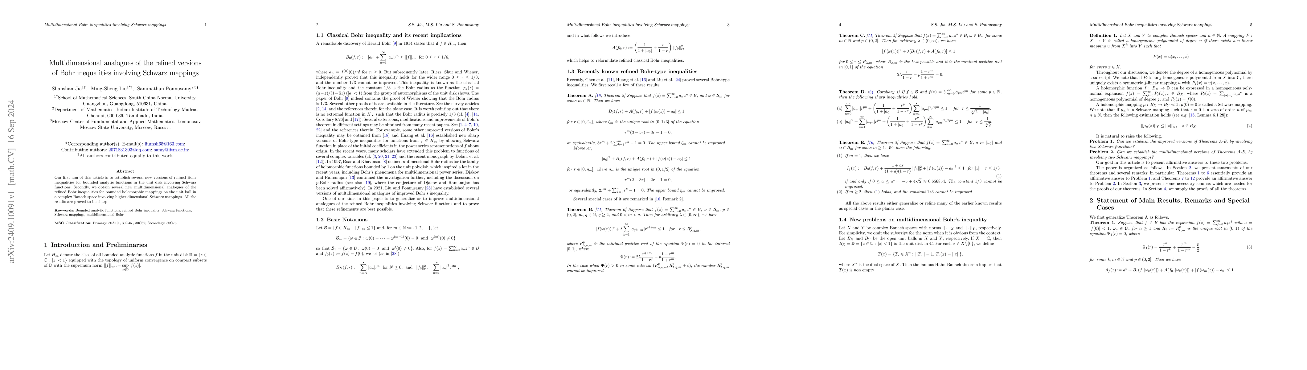 Thumbnail for Multidimensional analogues of the refined versions of Bohr inequalities
  involving Schwarz mappings