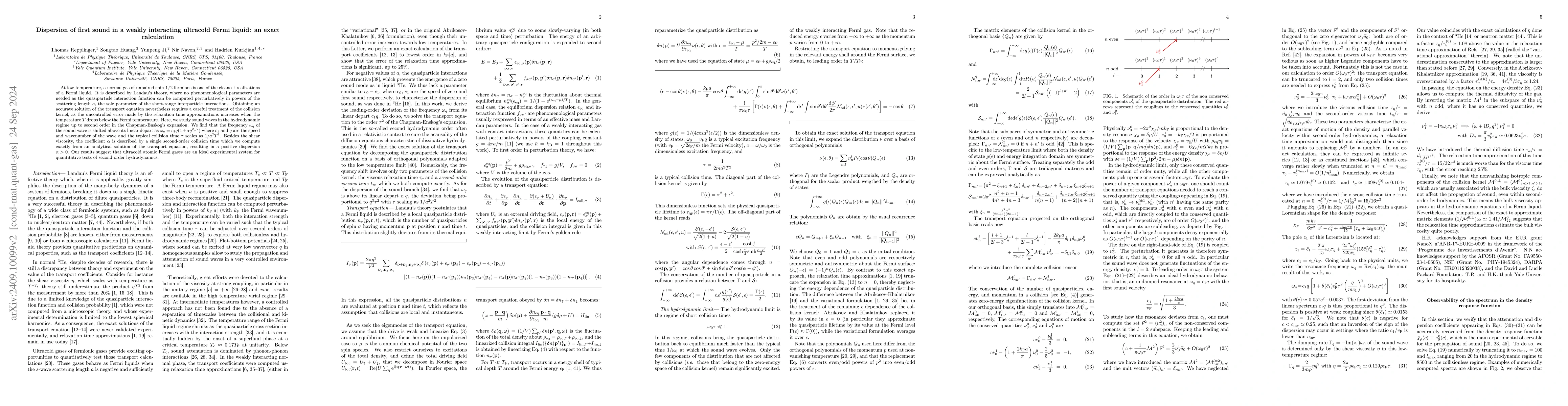 Thumbnail for Dispersion of first sound in a weakly interacting ultracold Fermi
  liquid: an exact calculation