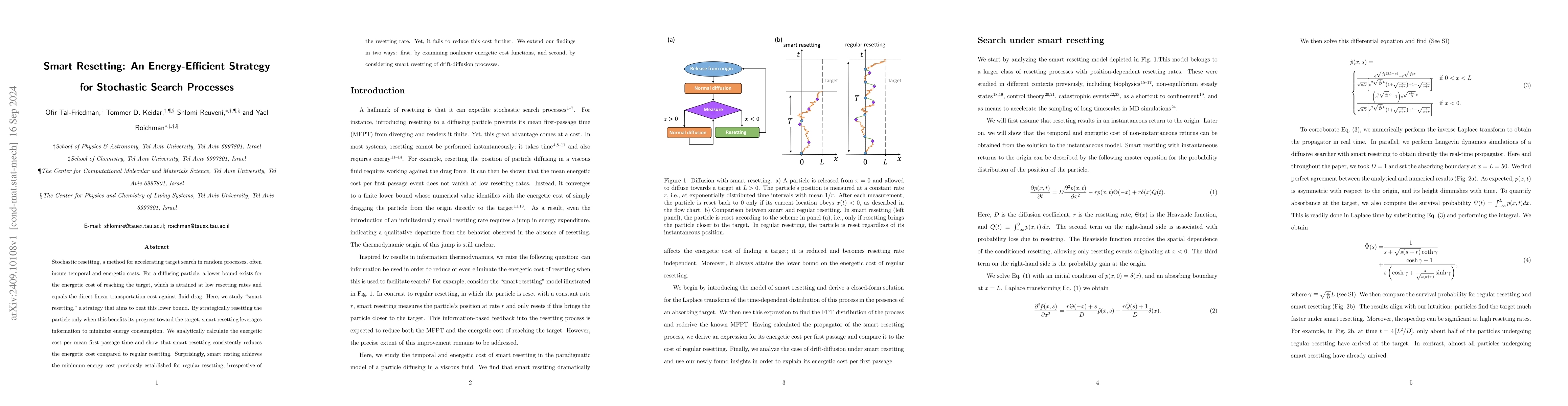 Thumbnail for Smart Resetting: An Energy-Efficient Strategy for Stochastic Search
  Processes