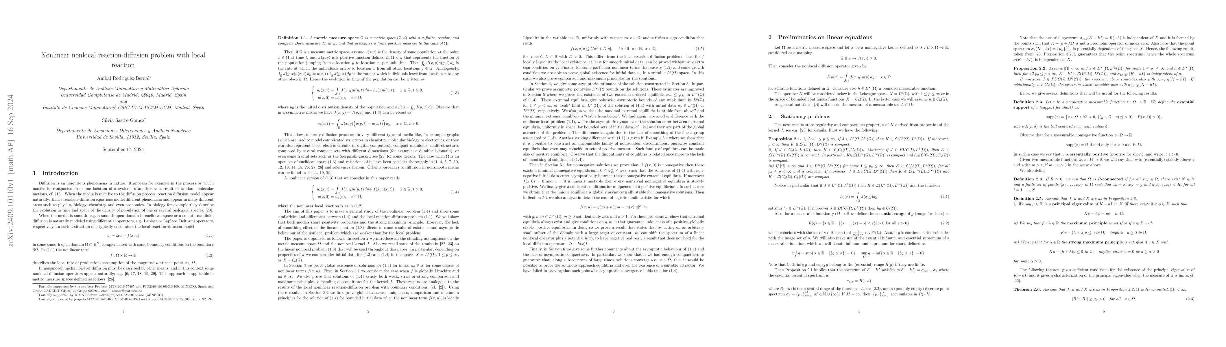 Thumbnail for Nonlinear nonlocal reaction-diffusion problem with local reaction