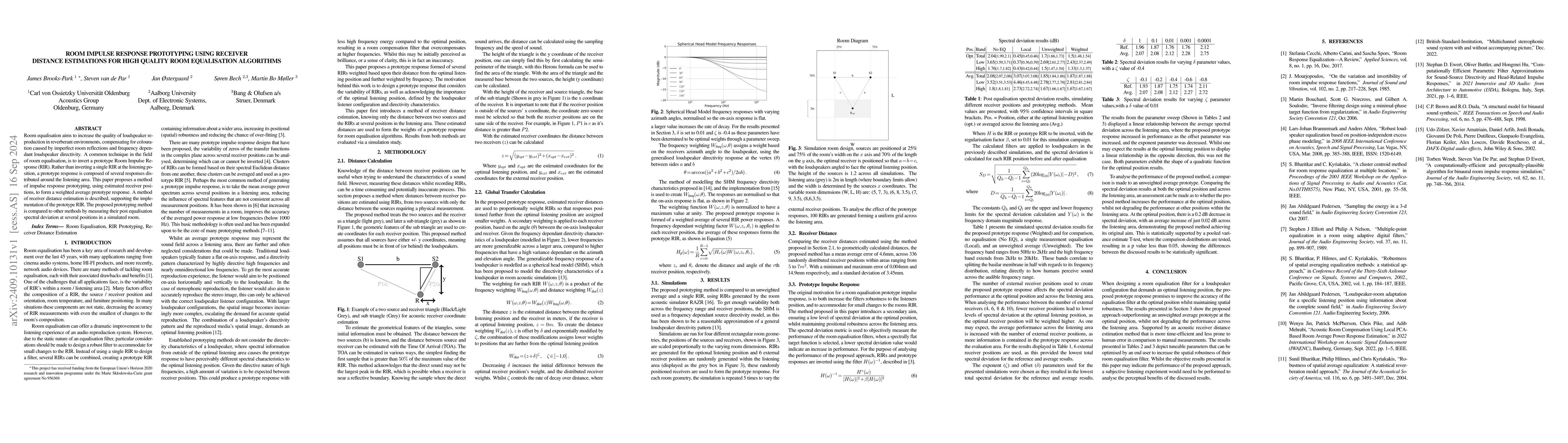 Thumbnail for Room impulse response prototyping using receiver distance estimations
  for high quality room equalisation algorithms