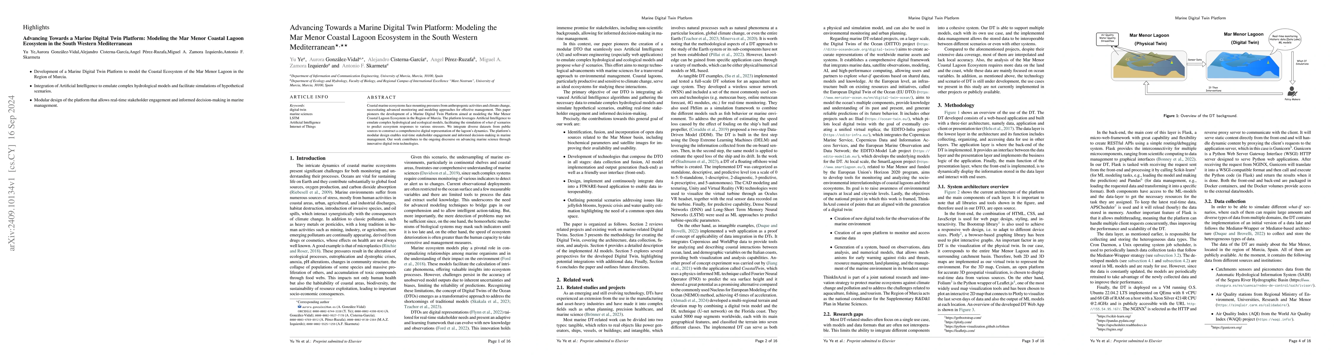 Thumbnail for Advancing Towards a Marine Digital Twin Platform: Modeling the Mar Menor
  Coastal Lagoon Ecosystem in the South Western Mediterranean