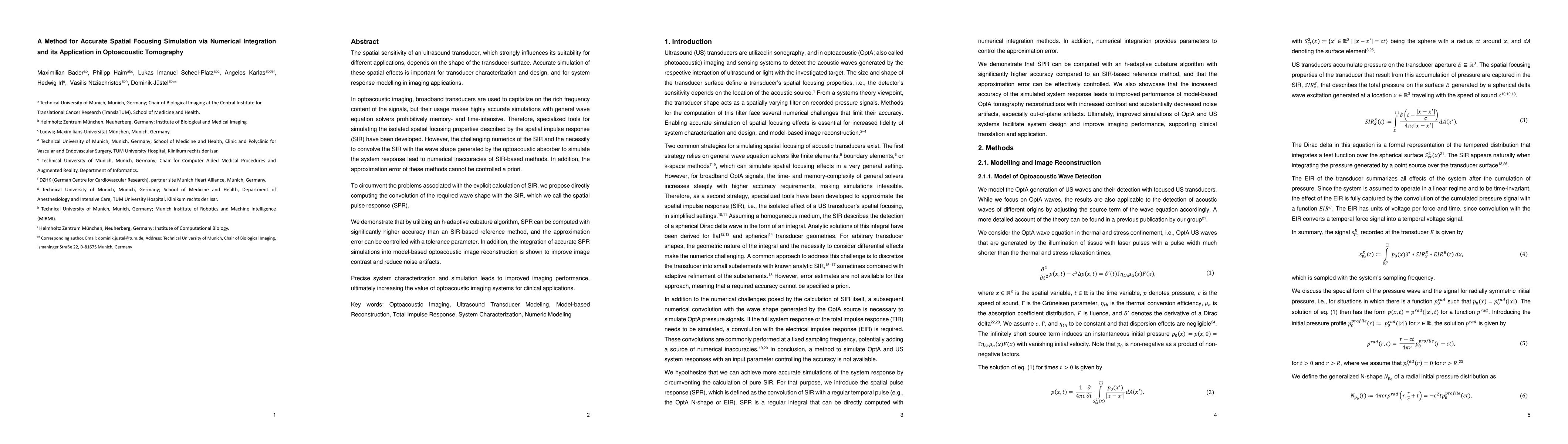Thumbnail for A Method for Accurate Spatial Focusing Simulation via Numerical
  Integration and its Application in Optoacoustic Tomography