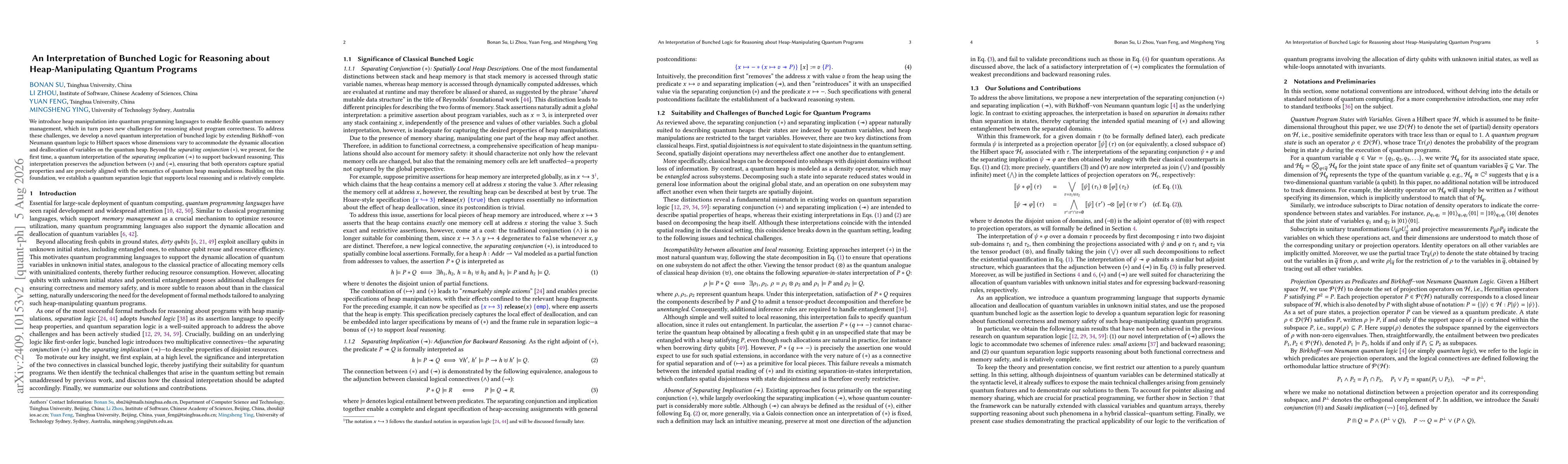 Thumbnail for An Interpretation of Bunched Logic for Reasoning about Heap-Manipulating Quantum Programs