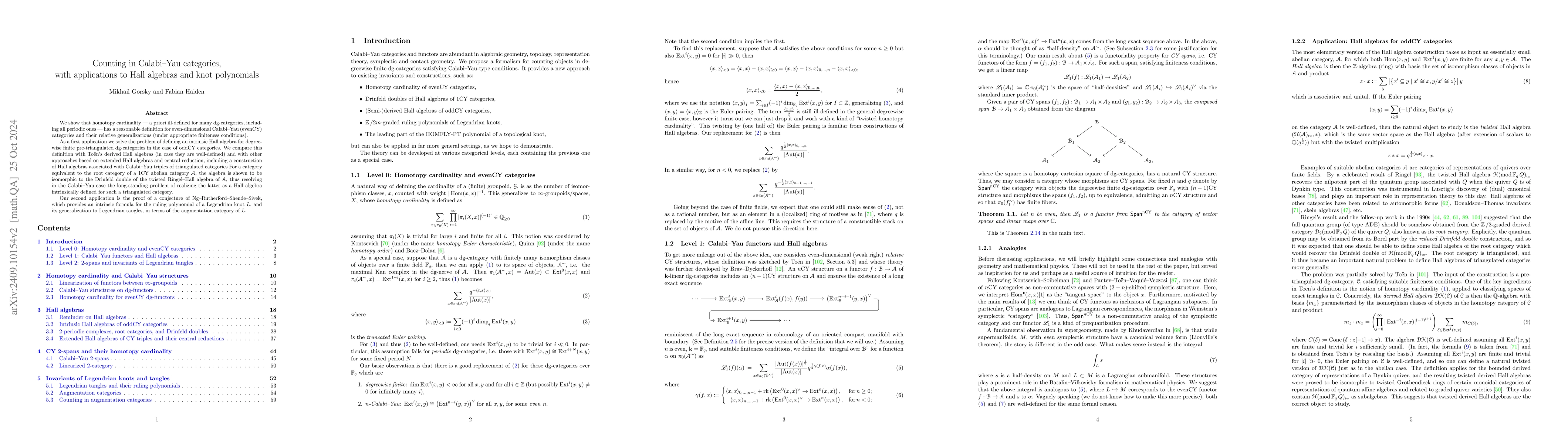 Thumbnail for Counting in Calabi--Yau categories, with applications to Hall algebras
  and knot polynomials