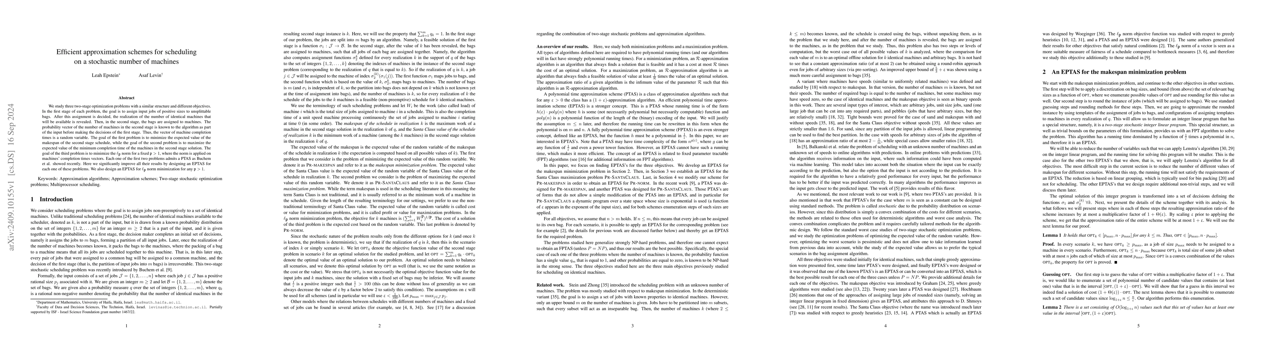 Thumbnail for Efficient approximation schemes for scheduling on a stochastic number of
  machines