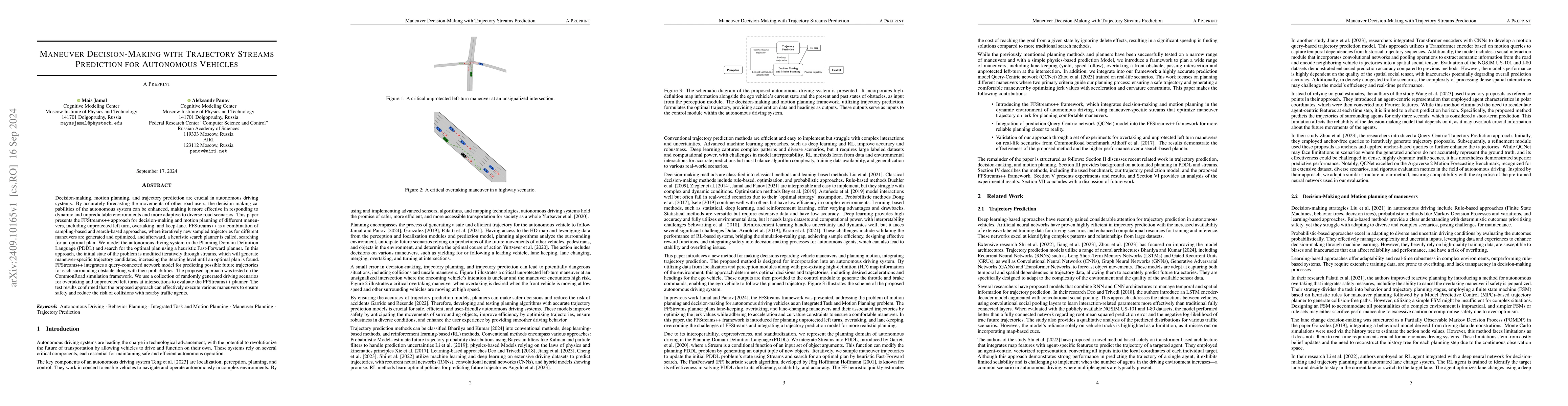 Thumbnail for Maneuver Decision-Making with Trajectory Streams Prediction for
  Autonomous Vehicles