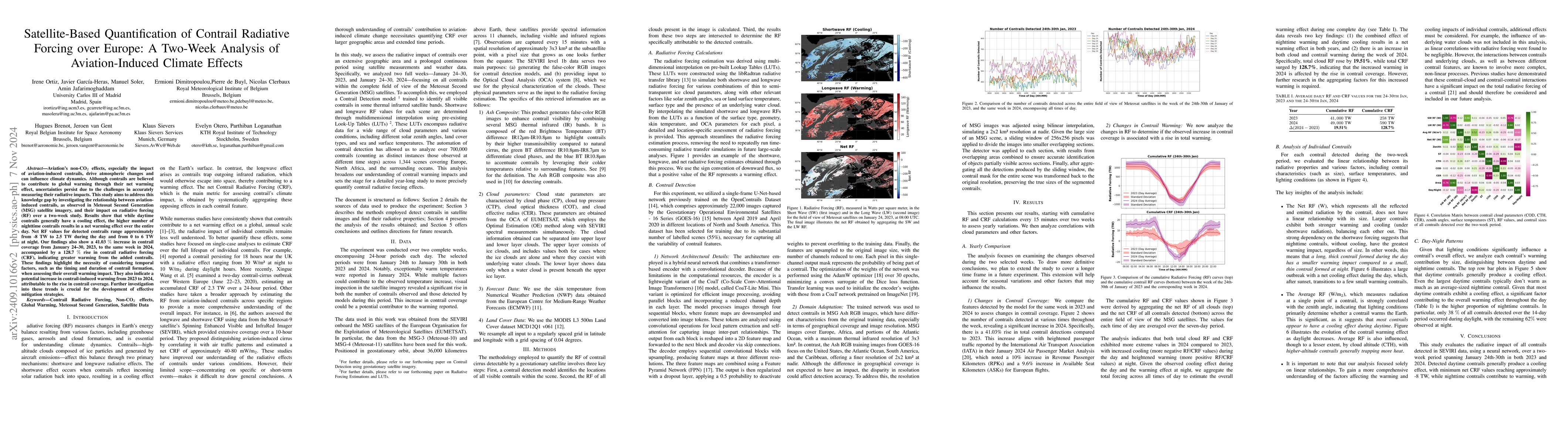Thumbnail for Satellite-Based Quantification of Contrail Radiative Forcing over
  Europe: A Two-Week Analysis of Aviation-Induced Climate Effects