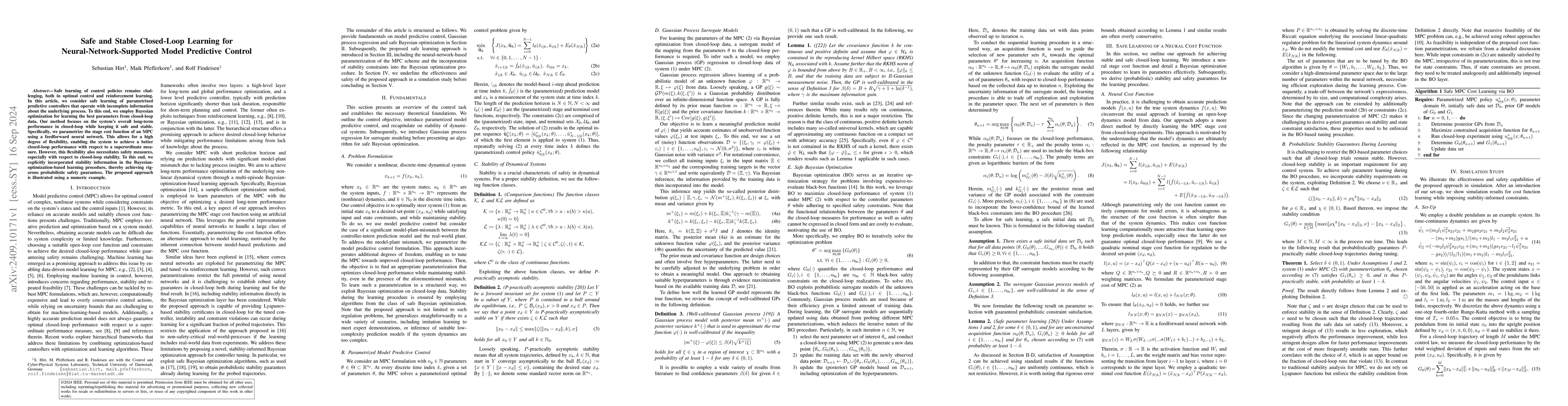 Thumbnail for Safe and Stable Closed-Loop Learning for Neural-Network-Supported Model
  Predictive Control