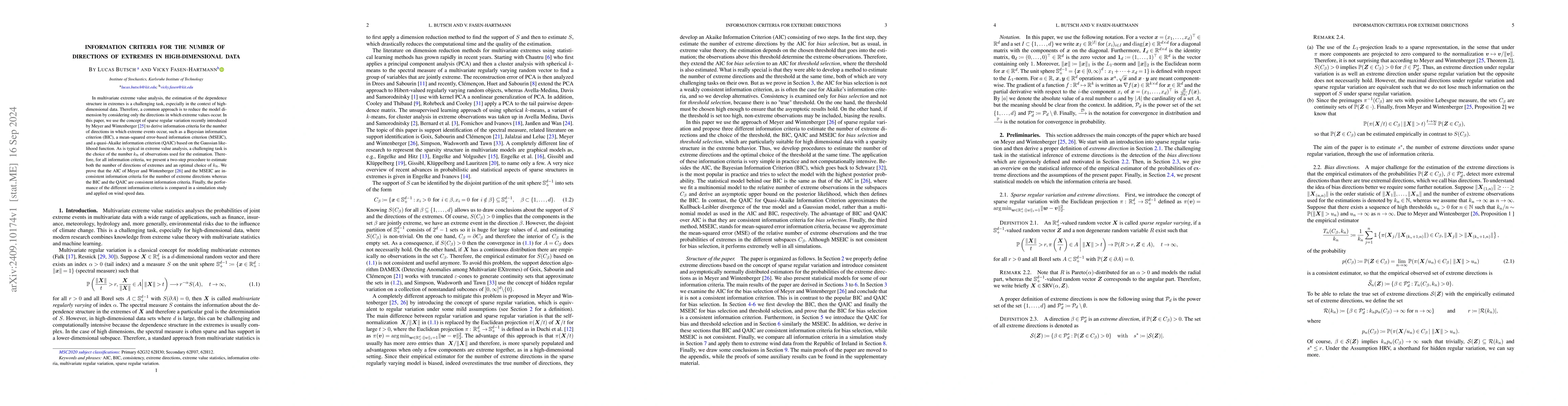 Thumbnail for Information criteria for the number of directions of extremes in
  high-dimensional data