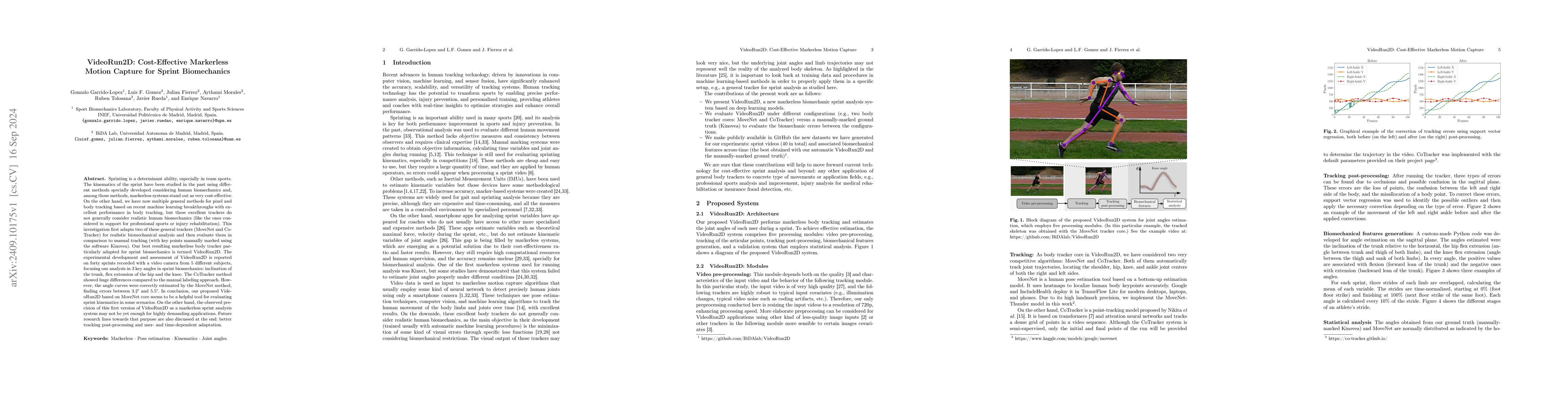Thumbnail for VideoRun2D: Cost-Effective Markerless Motion Capture for Sprint
  Biomechanics