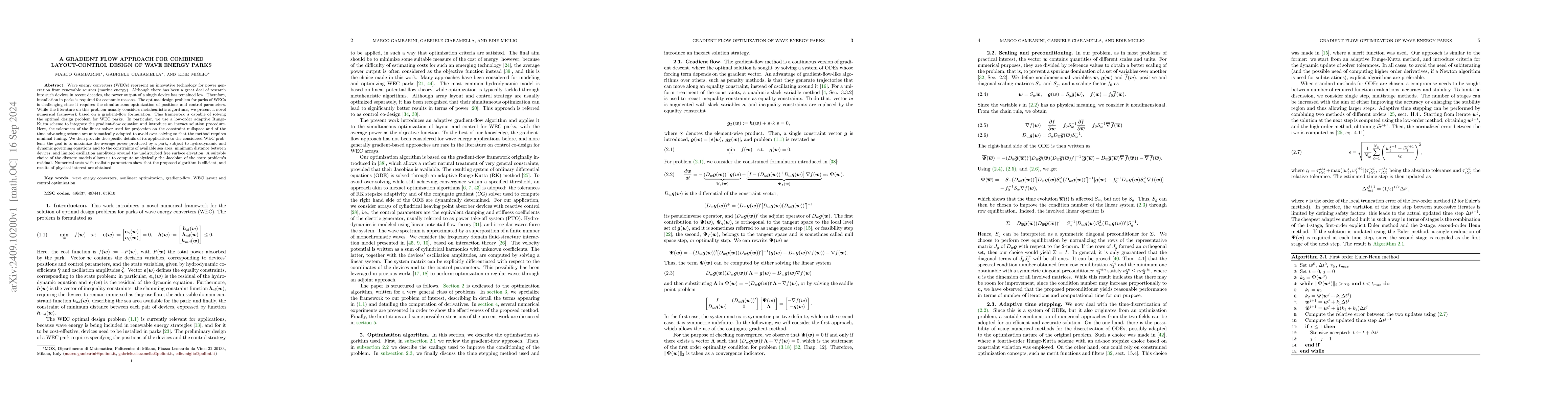 Thumbnail for A gradient flow approach for combined layout-control design of wave
  energy parks