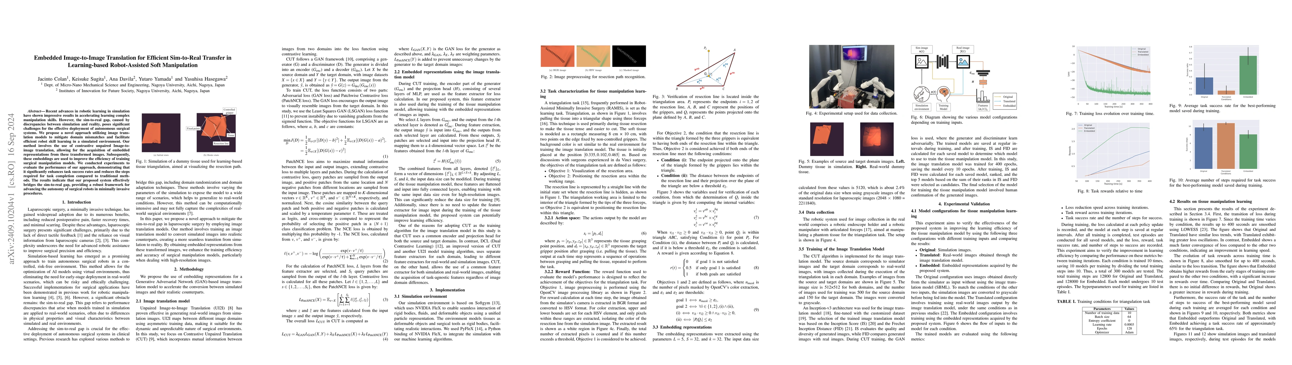 Thumbnail for Embedded Image-to-Image Translation for Efficient Sim-to-Real Transfer
  in Learning-based Robot-Assisted Soft Manipulation