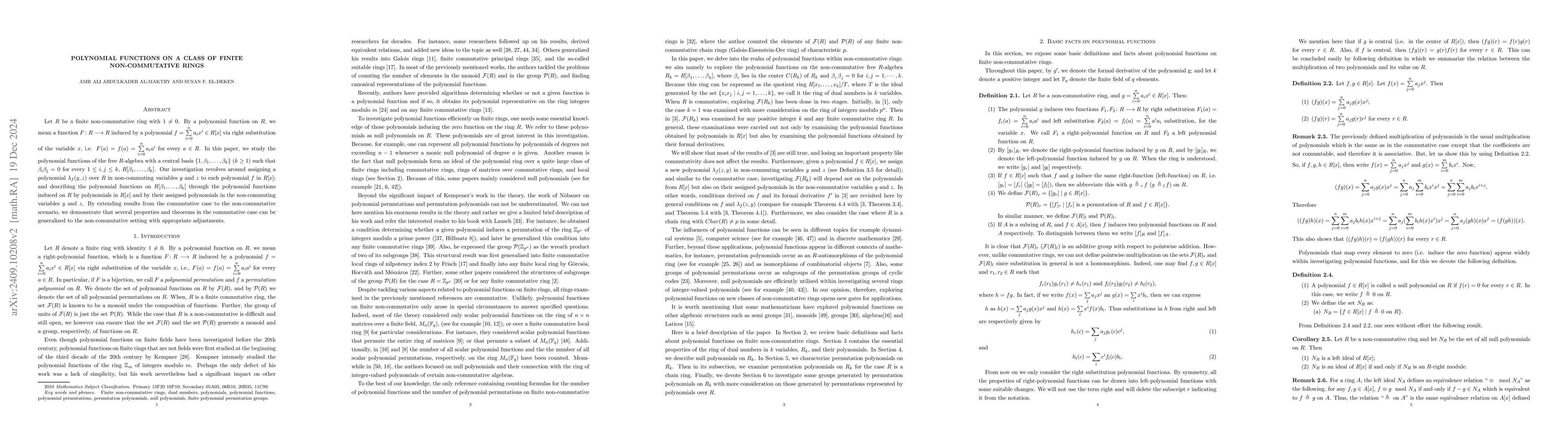 Thumbnail for Polynomial functions on a class of finite non-commutative rings