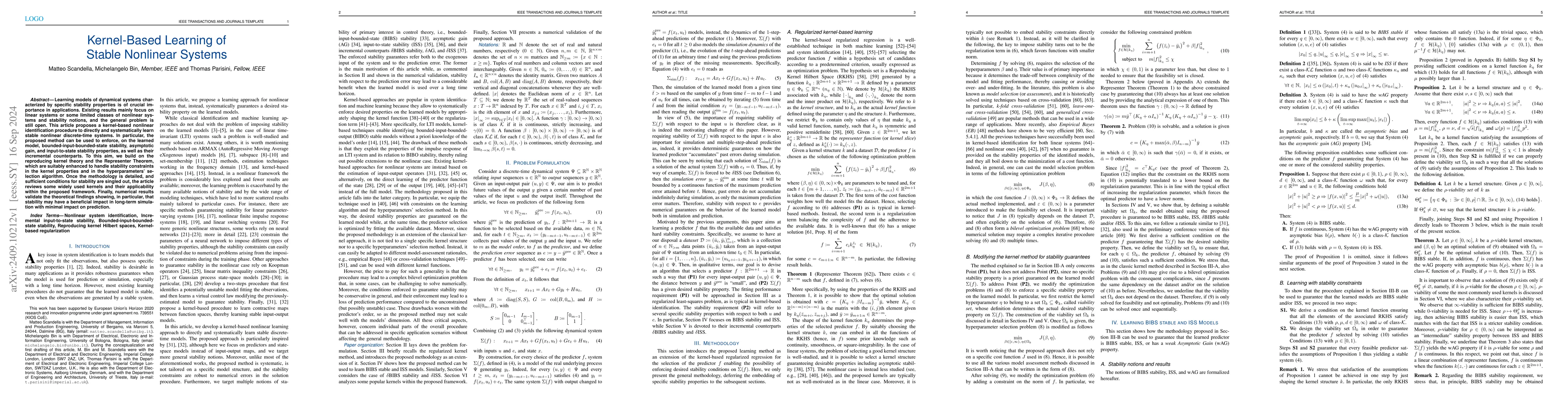 Thumbnail for Kernel-Based Learning of Stable Nonlinear Systems