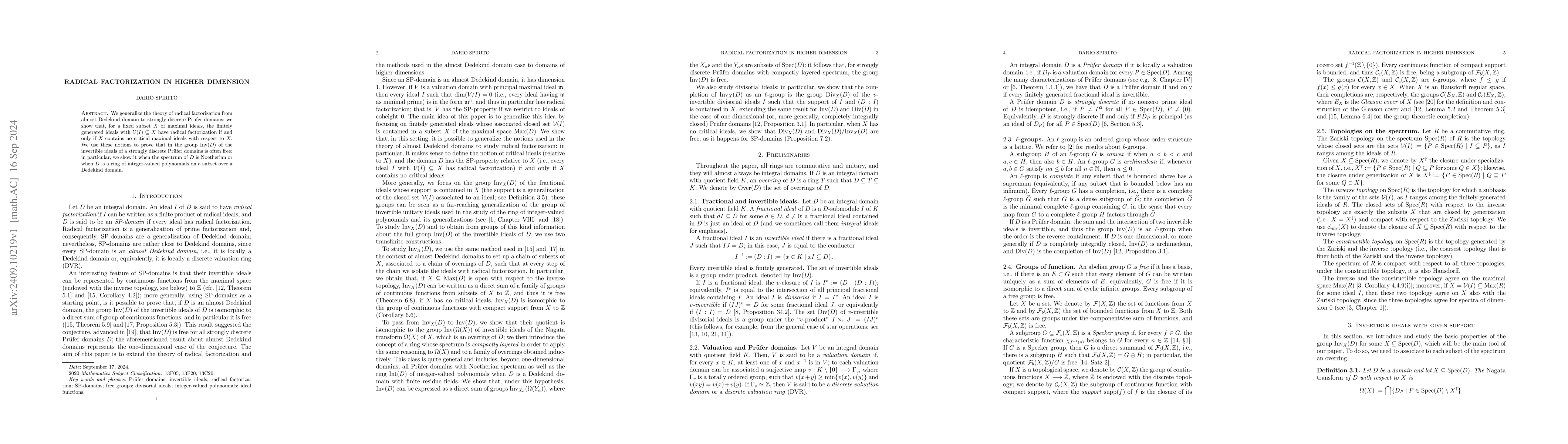 Thumbnail for Radical factorization in higher dimension