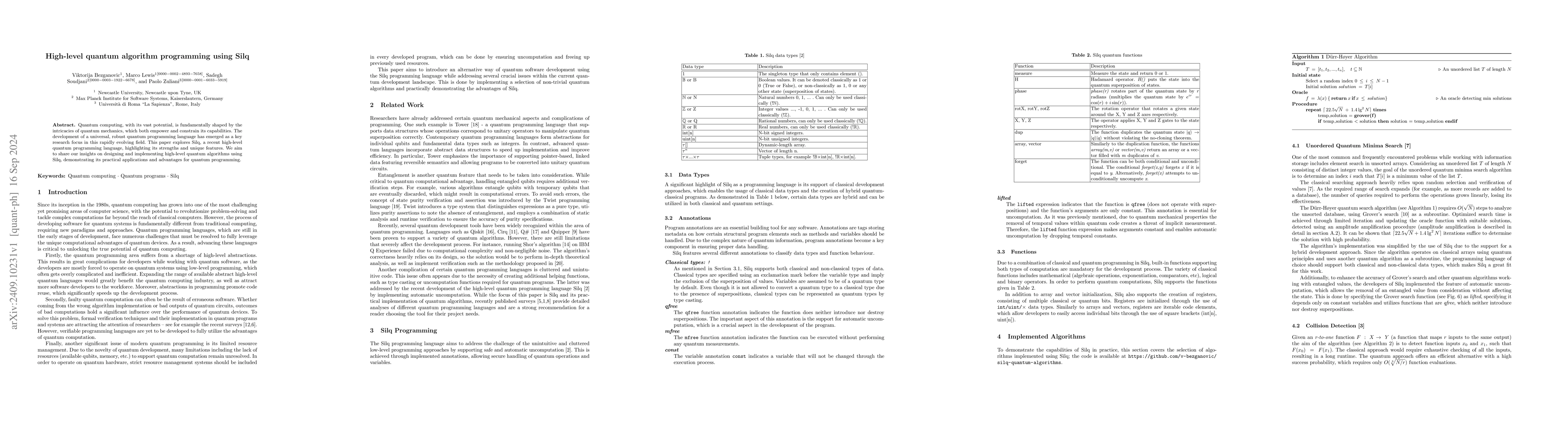 Thumbnail for High-level quantum algorithm programming using Silq