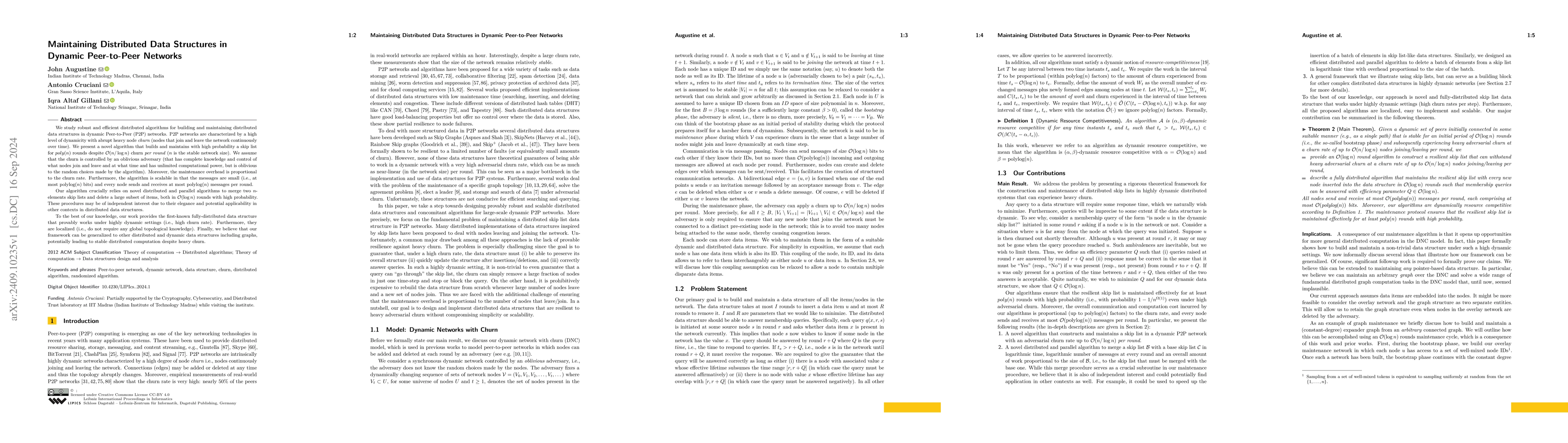 Thumbnail for Maintaining Distributed Data Structures in Dynamic Peer-to-Peer Networks