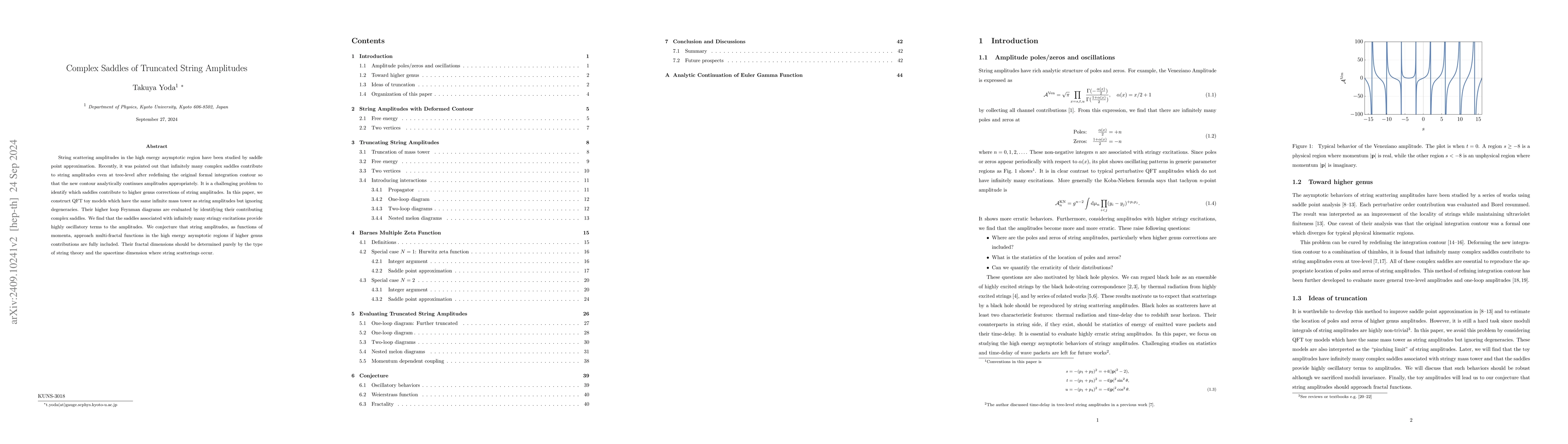 Thumbnail for Complex Saddles of Truncated String Amplitudes