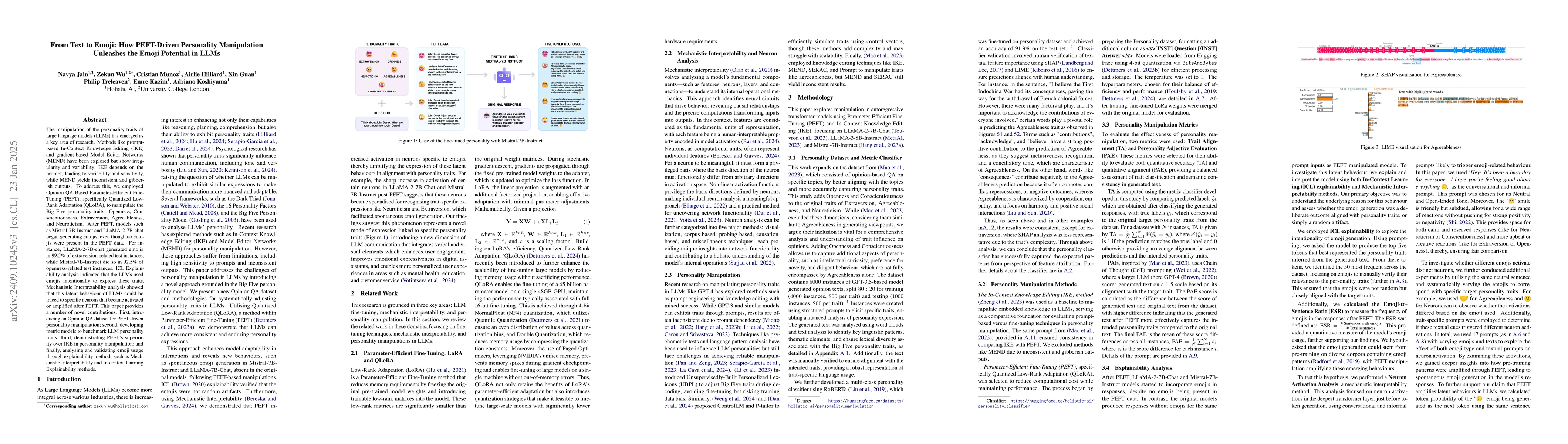 Thumbnail for From Text to Emoji: How PEFT-Driven Personality Manipulation Unleashes
  the Emoji Potential in LLMs
