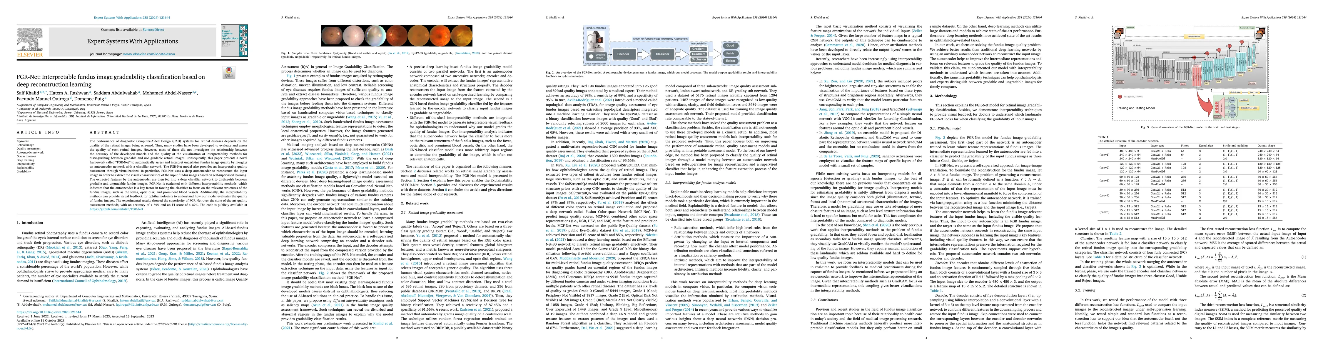 Thumbnail for FGR-Net:Interpretable fundus imagegradeability classification based on
  deepreconstruction learning