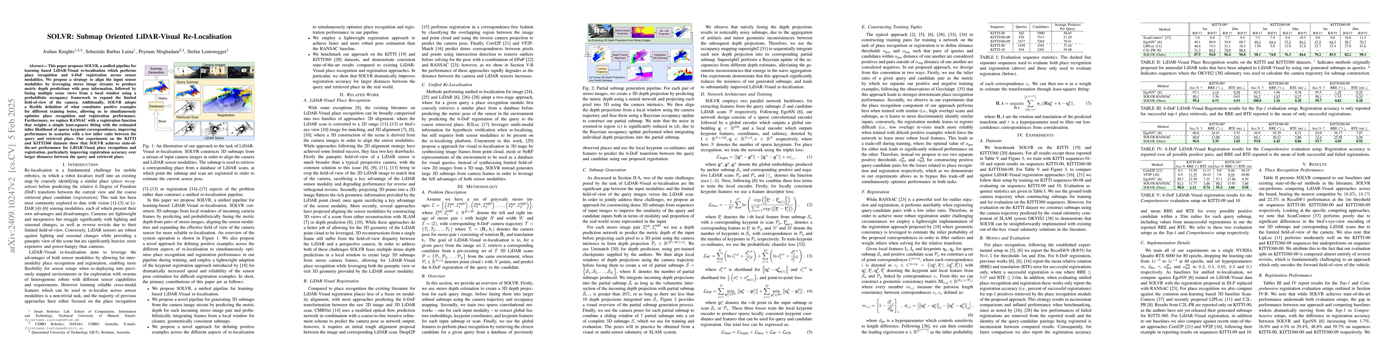 Thumbnail for SOLVR: Submap Oriented LiDAR-Visual Re-Localisation