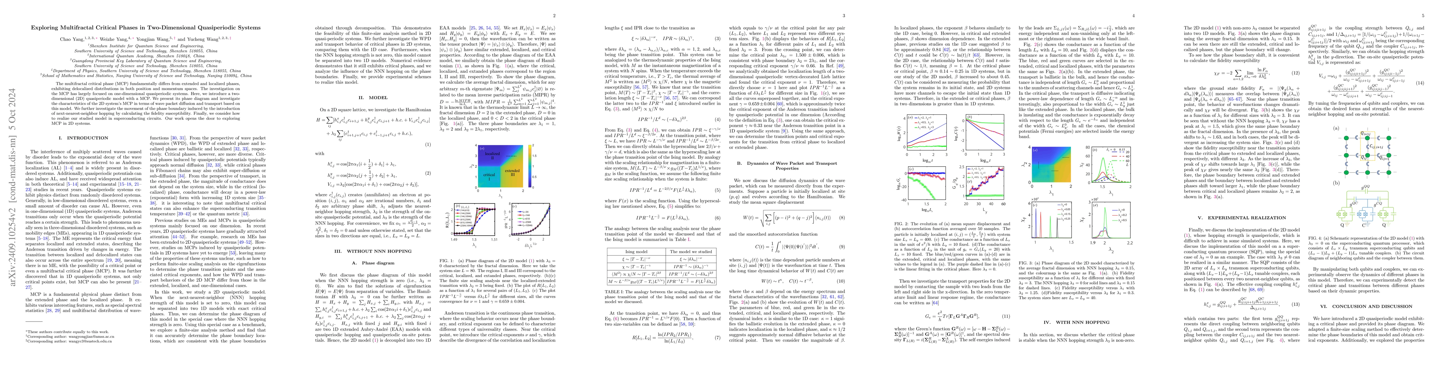 Thumbnail for Exploring Multifractal Critical Phases in Two-Dimensional Quasiperiodic
  Systems