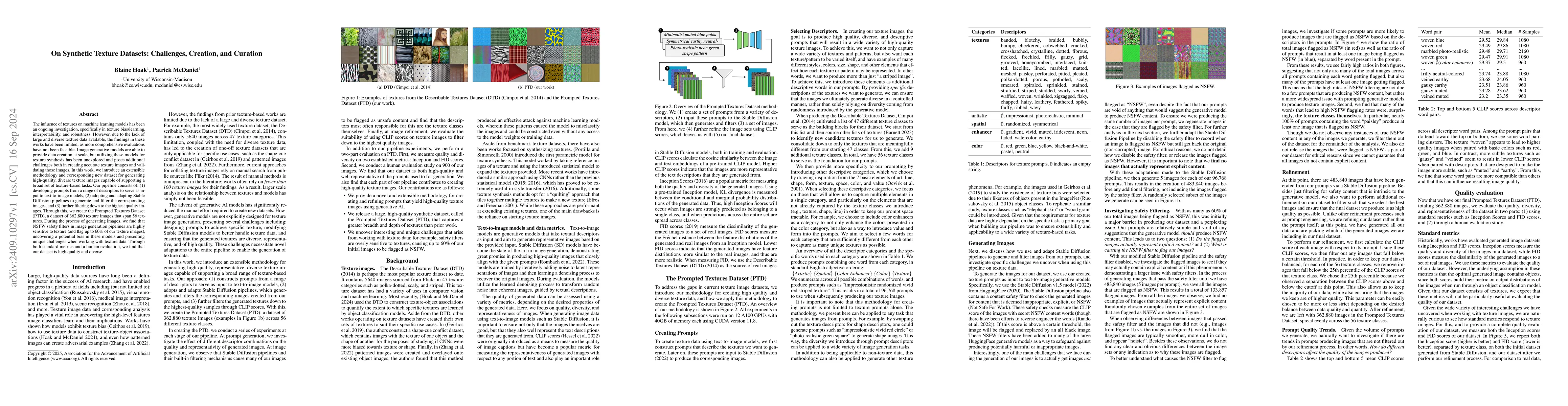 Thumbnail for On Synthetic Texture Datasets: Challenges, Creation, and Curation