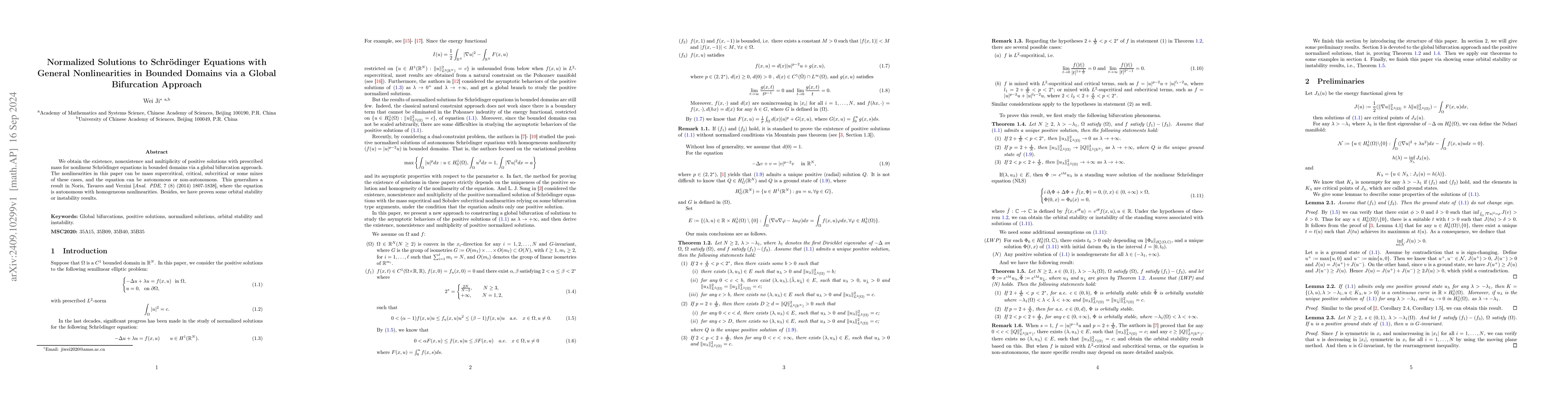 Thumbnail for Normalized Solutions to Schrödinger Equations with General
  Nonlinearities in Bounded Domains via a Global Bifurcation Approach