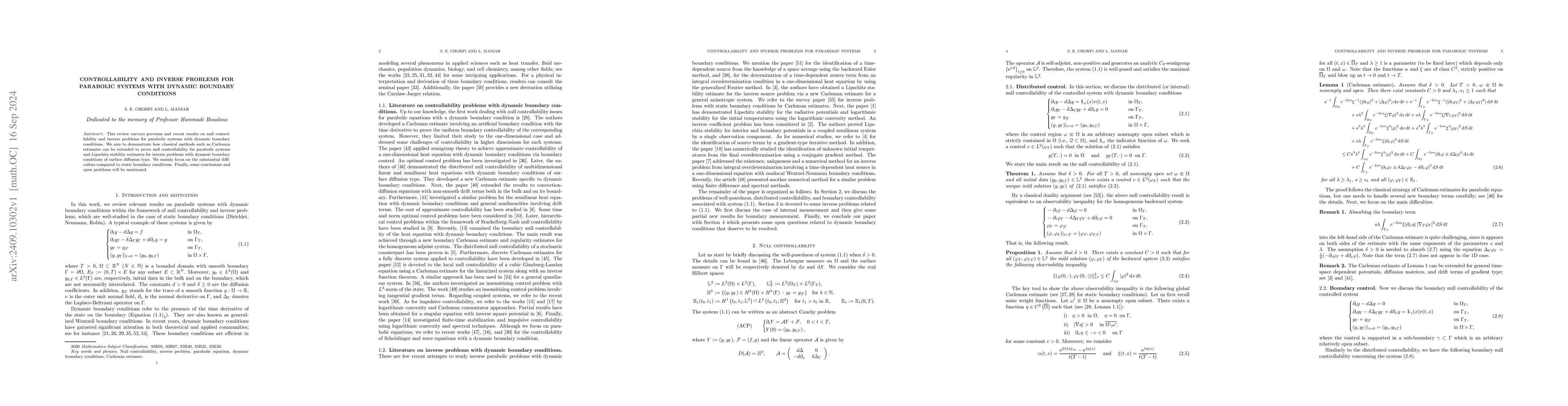 Thumbnail for Controllability and Inverse Problems for Parabolic Systems with Dynamic
  Boundary Conditions