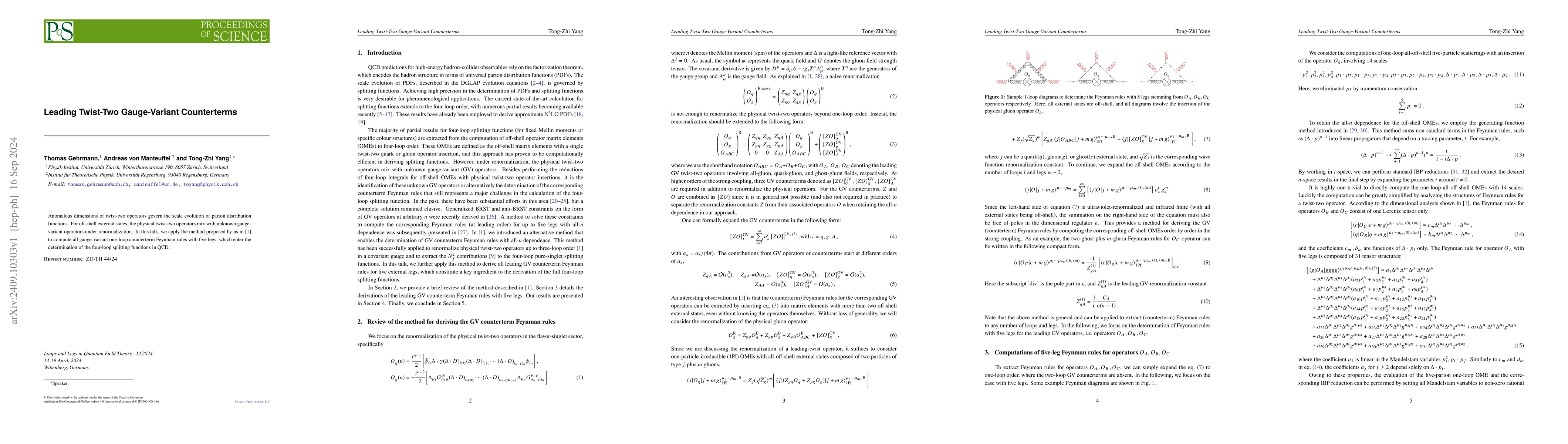 Thumbnail for Leading Twist-Two Gauge-Variant Counterterms