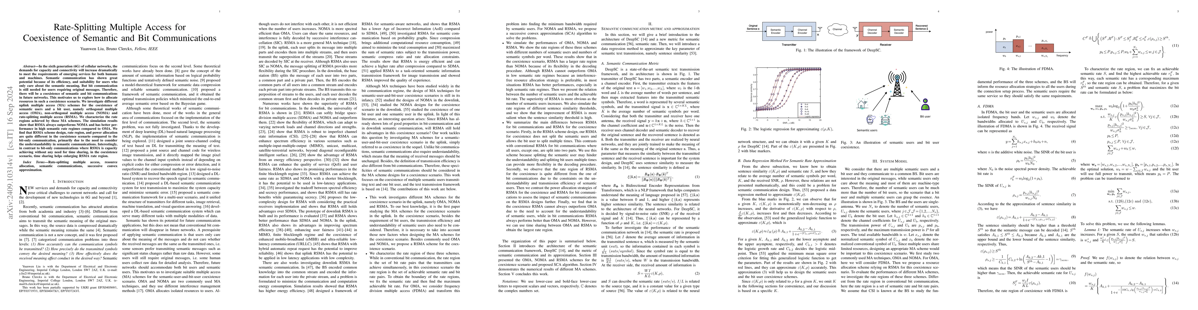 Thumbnail for Rate-Splitting Multiple Access for Coexistence of Semantic and Bit
  Communications