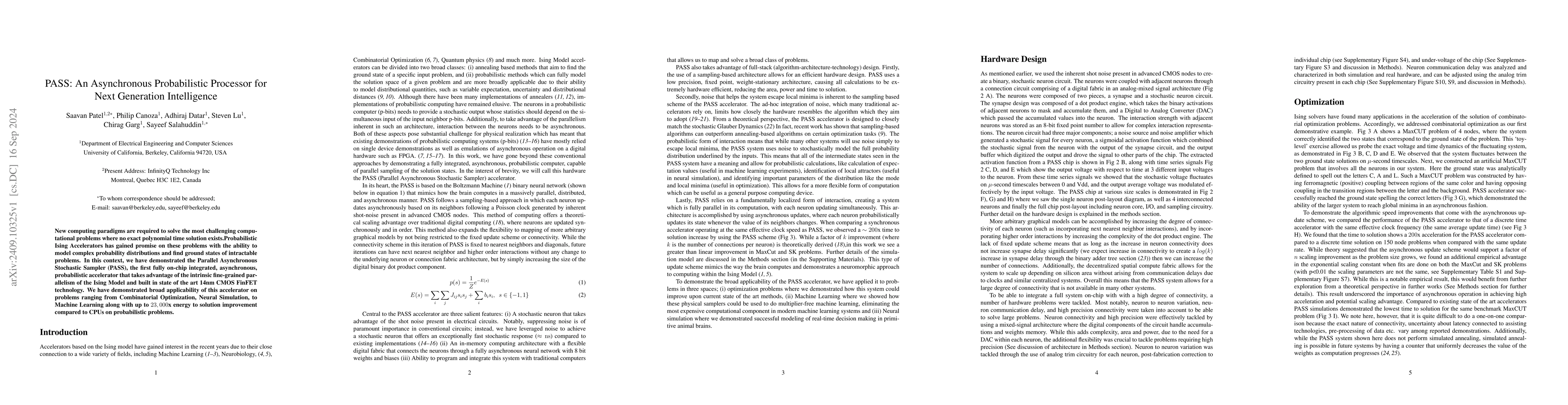 Thumbnail for PASS: An Asynchronous Probabilistic Processor for Next Generation
  Intelligence