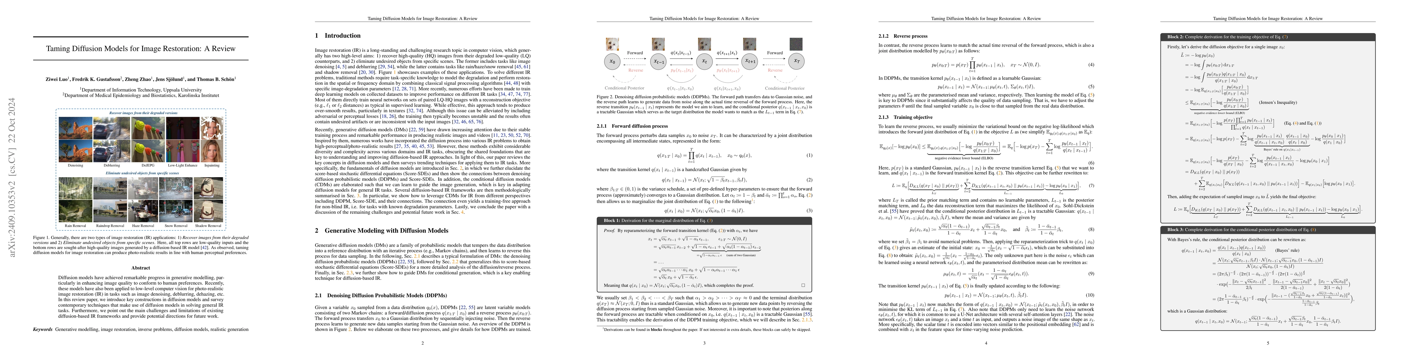 Thumbnail for Taming Diffusion Models for Image Restoration: A Review