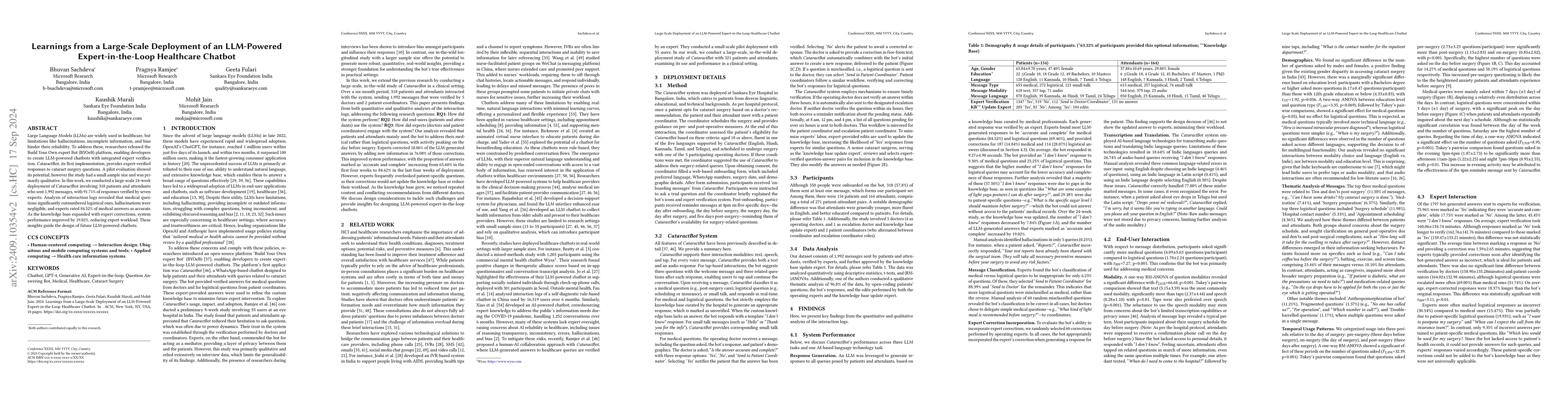 Thumbnail for Learnings from a Large-Scale Deployment of an LLM-Powered
  Expert-in-the-Loop Healthcare Chatbot