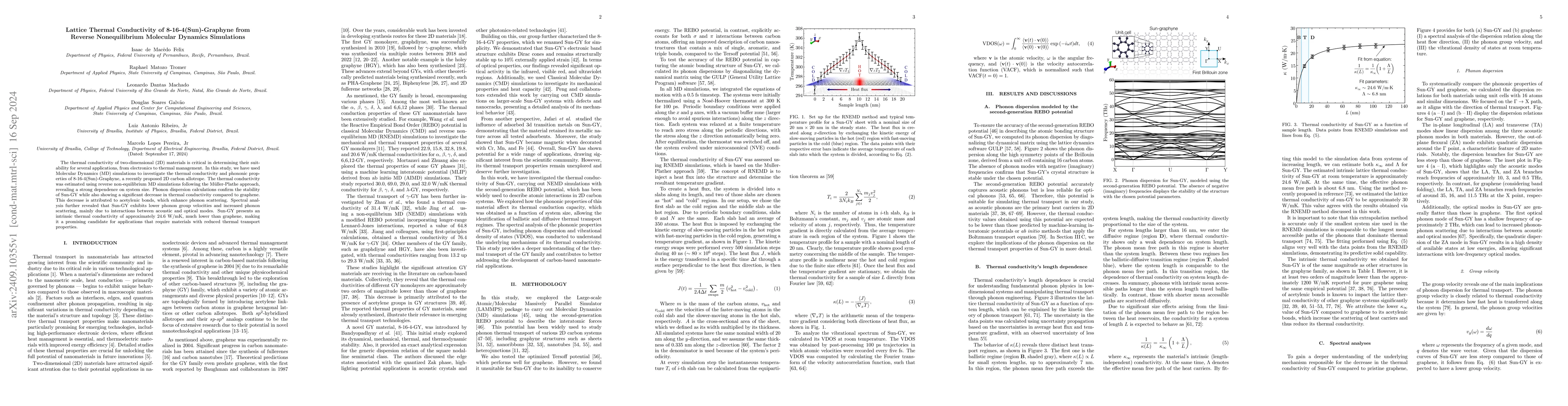 Thumbnail for Lattice Thermal Conductivity of Sun-Graphyne from Reverse Nonequilibrium
  Molecular Dynamics Simulations