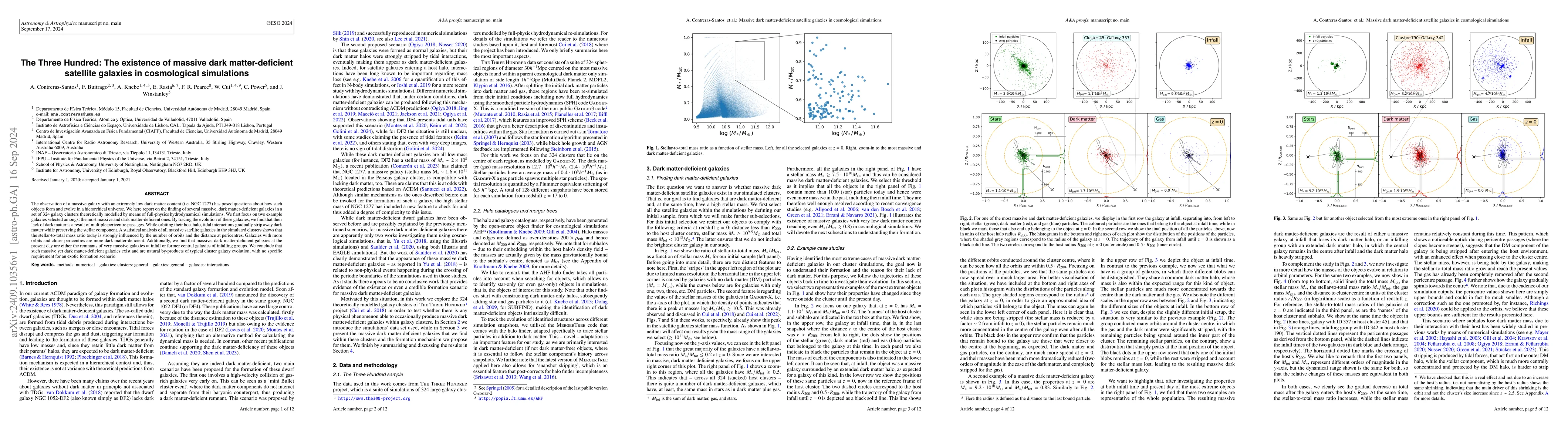 Thumbnail for The Three Hundred: The existence of massive dark matter-deficient
  satellite galaxies in cosmological simulations