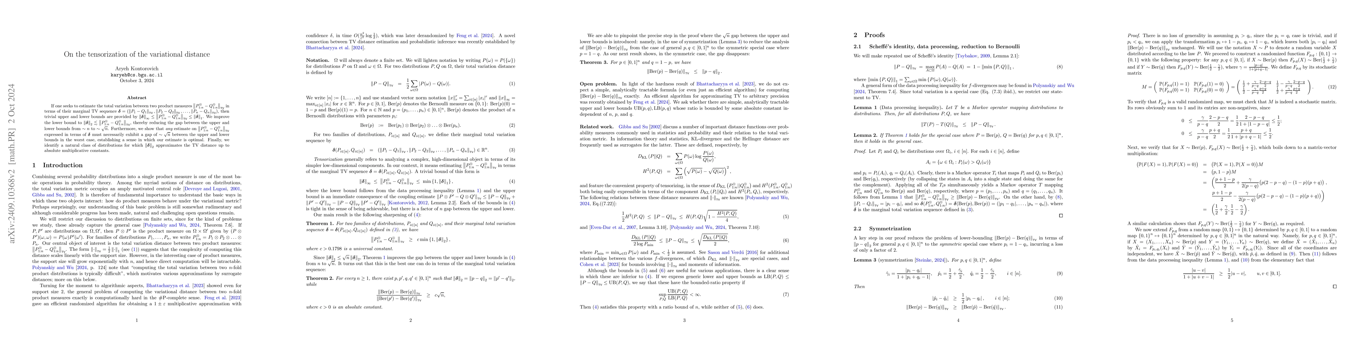 Thumbnail for On the tensorization of the variational distance