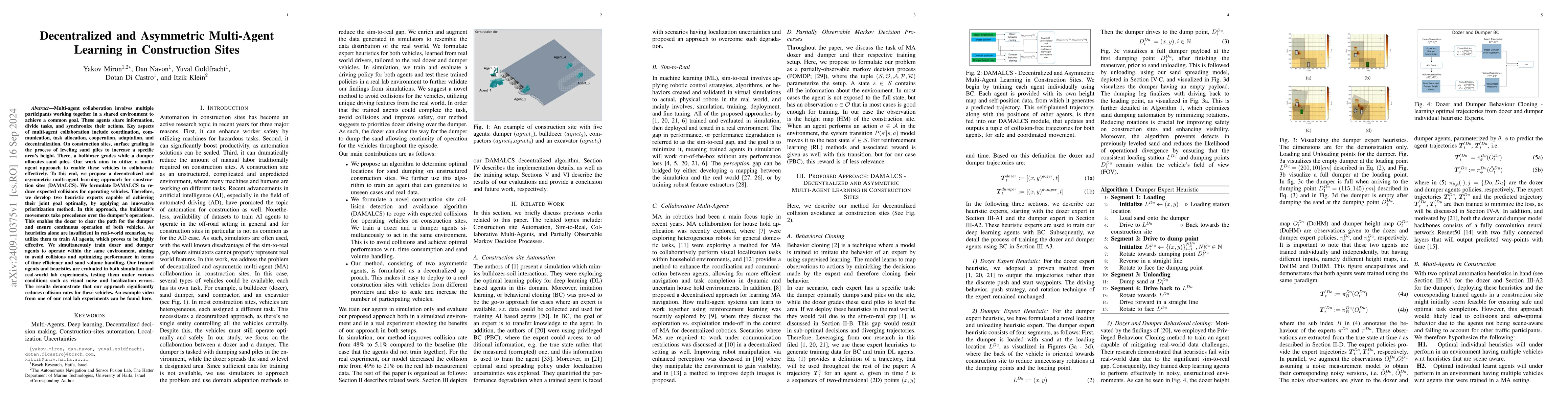 Thumbnail for Decentralized and Asymmetric Multi-Agent Learning in Construction Sites