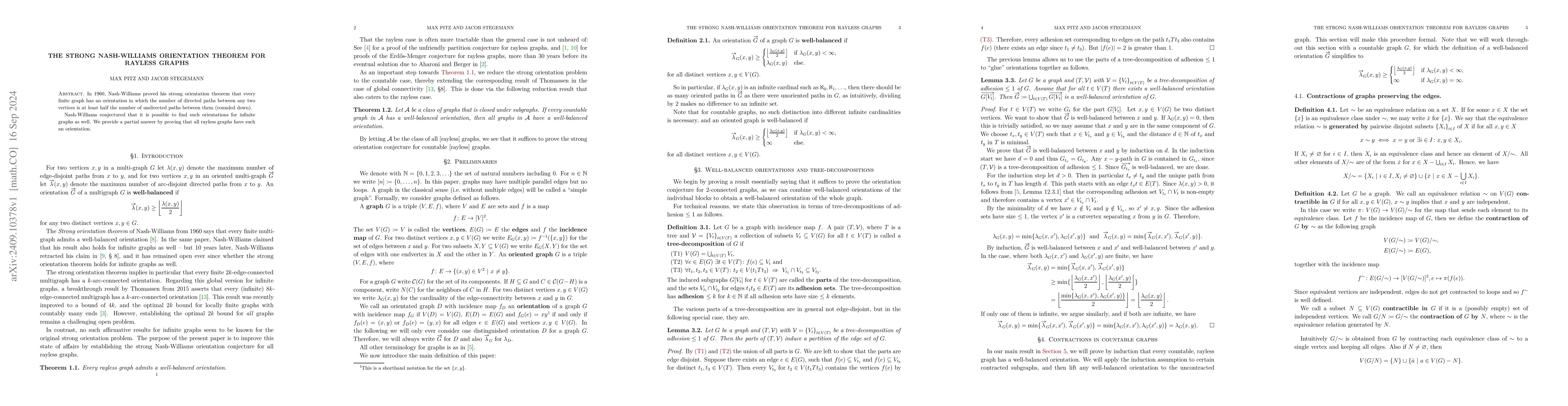 Thumbnail for The strong Nash-Williams orientation theorem for rayless graphs