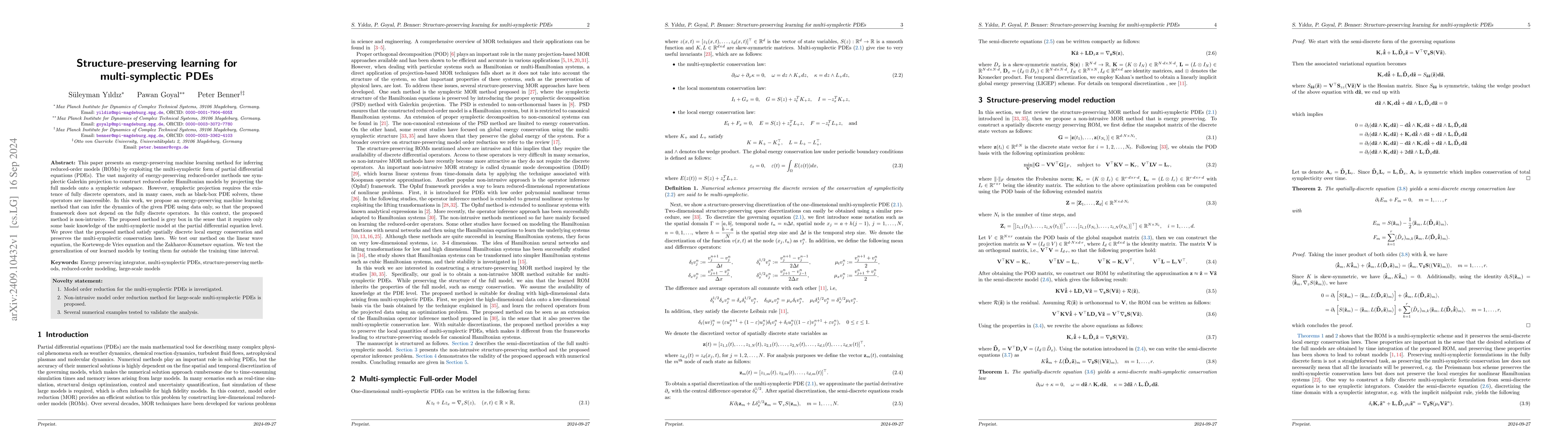 Thumbnail for Structure-preserving learning for multi-symplectic PDEs