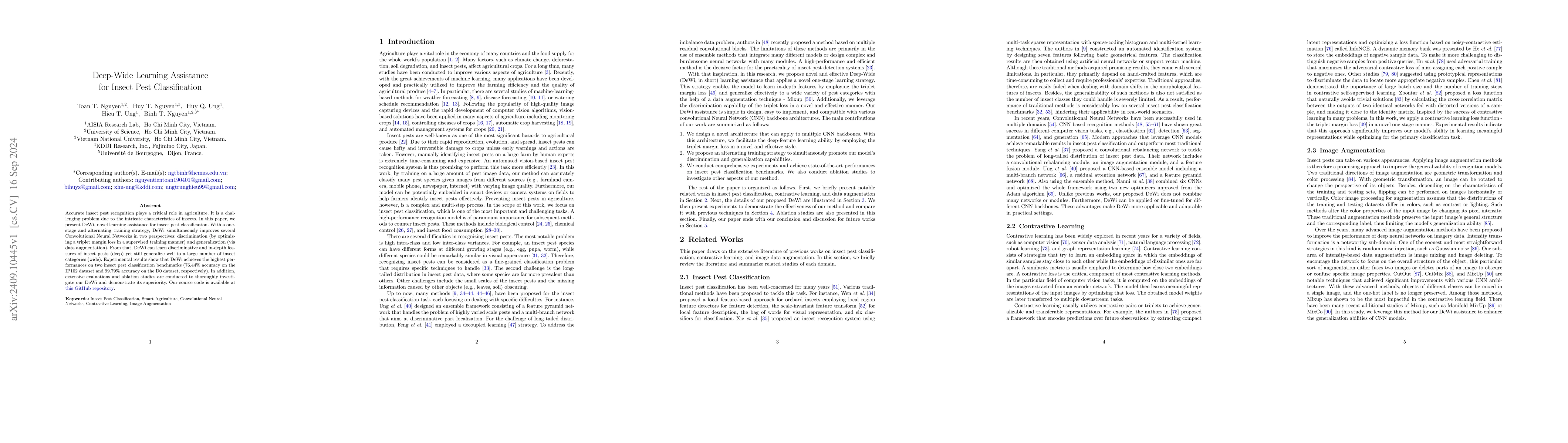 Thumbnail for Deep-Wide Learning Assistance for Insect Pest Classification