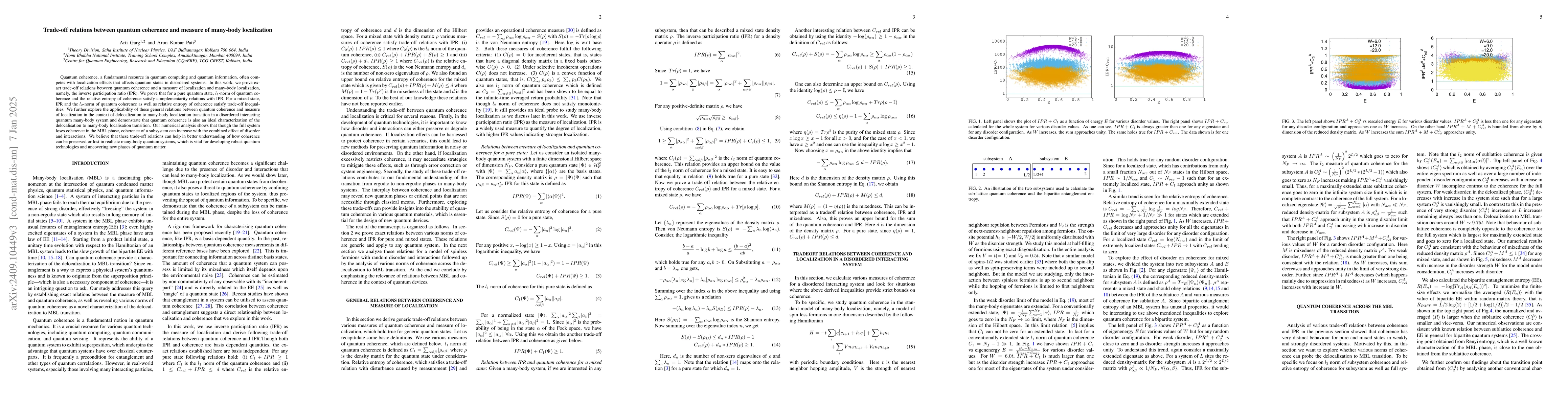 Thumbnail for Trade-off relations between quantum coherence and measure of many-body
  localization