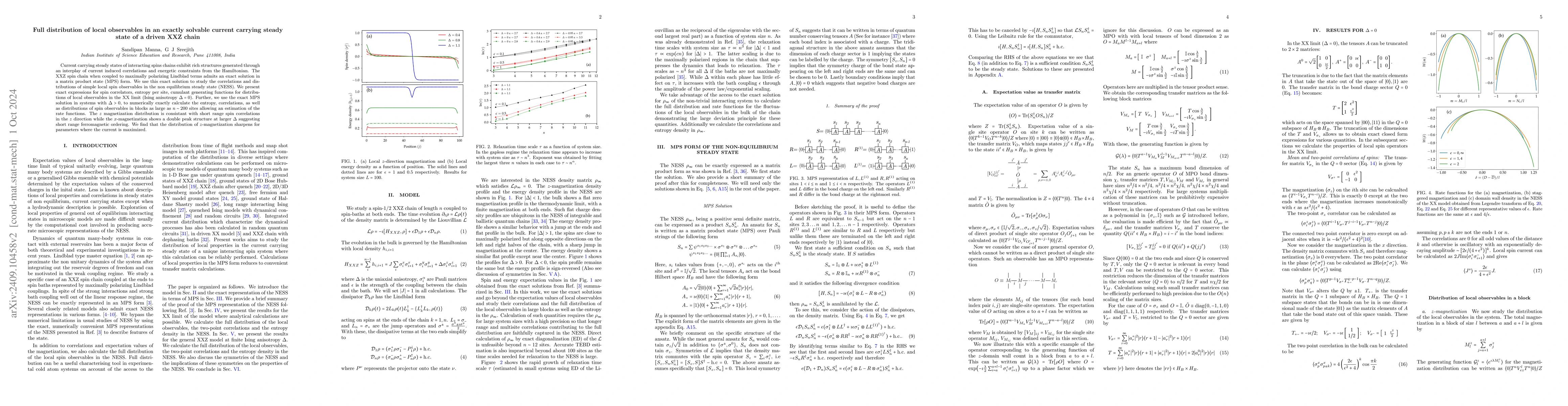 Thumbnail for Full distribution of local observables in an exactly solvable current
  carrying steady state of a driven XXZ chain