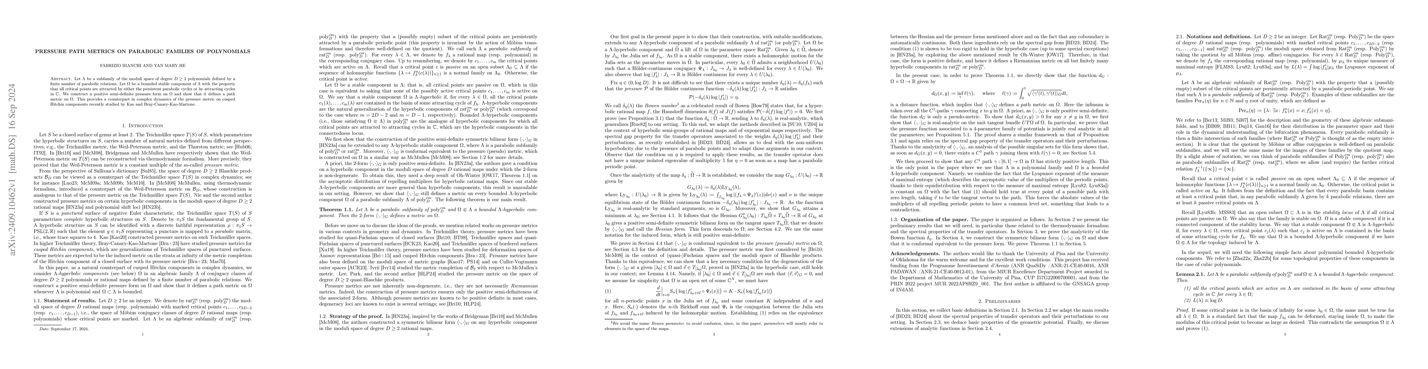 Thumbnail for Pressure path metrics on parabolic families of polynomials