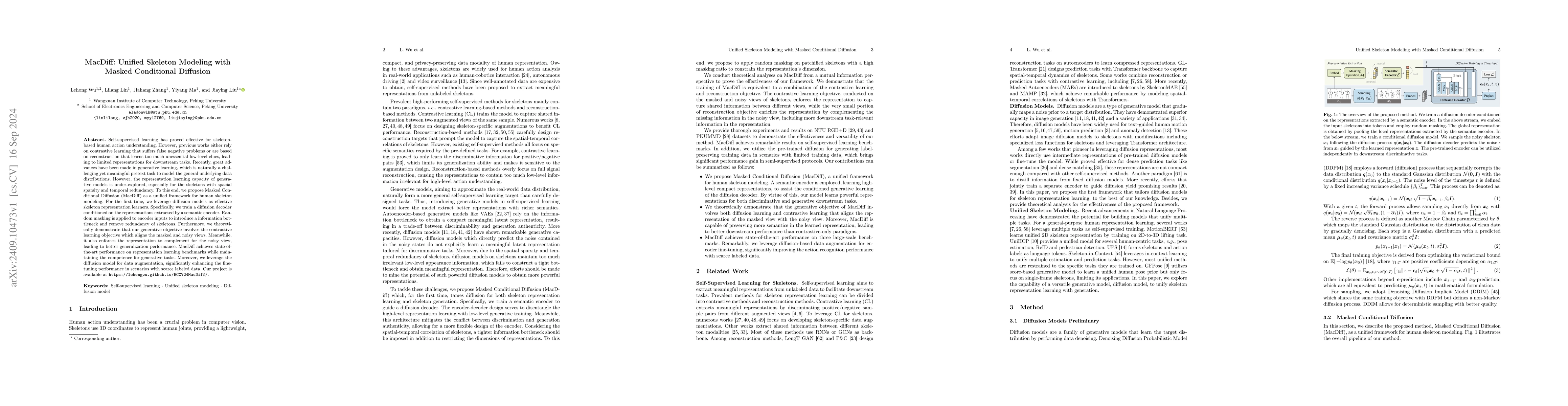 Thumbnail for MacDiff: Unified Skeleton Modeling with Masked Conditional Diffusion